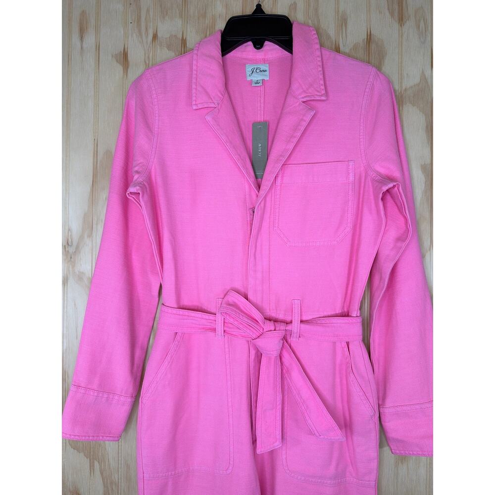 J.Crew Garment Dyed Coverall Jumpsuit Azalea Pink Belted NWT Size 0 - Picture 5 of 10